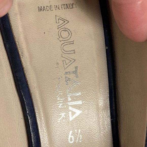 Aquatalia Blue Suede Studded Block Heel Pumps Size 6.5 Marvin K Beaded Platform - Picture 8 of 10